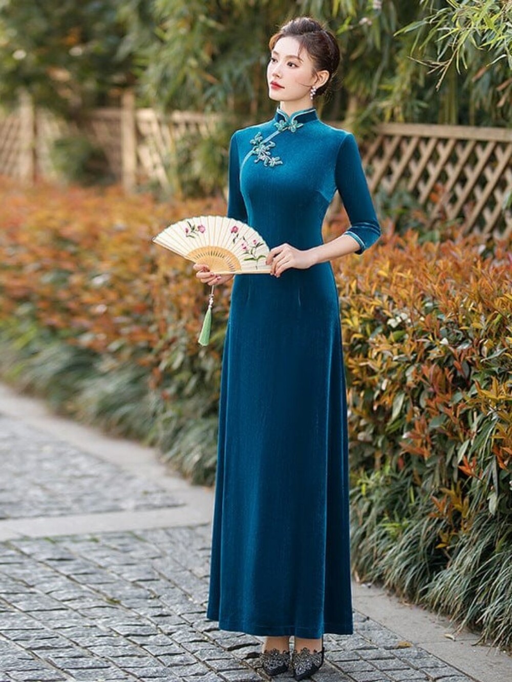 Beth and Brian Qipao - Blue Velvet Qipao
